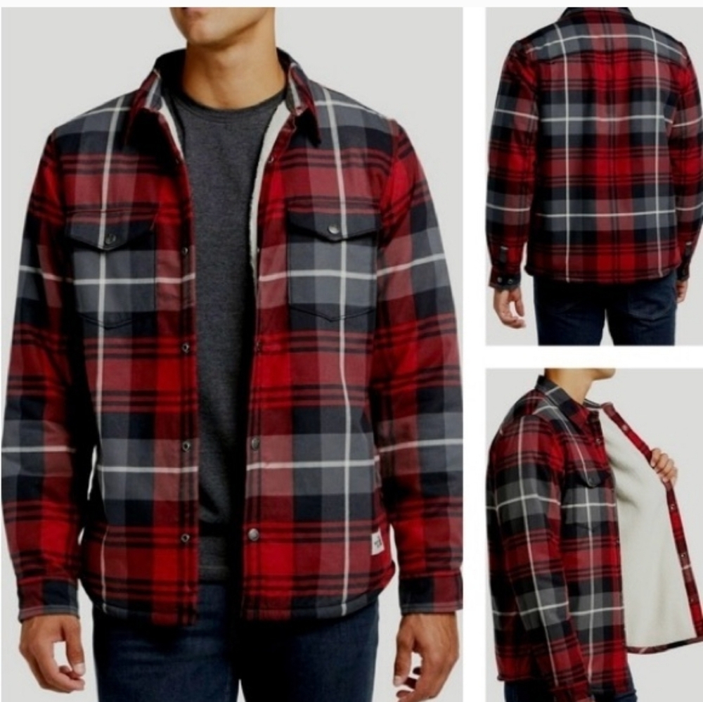 The North Face Red & Black Plaid Sherpa-Lined Jacket